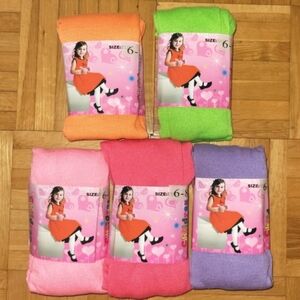 Bundle of Girls' Winter / School Tights, Variety of Colors, 5 pairs, size 6-8